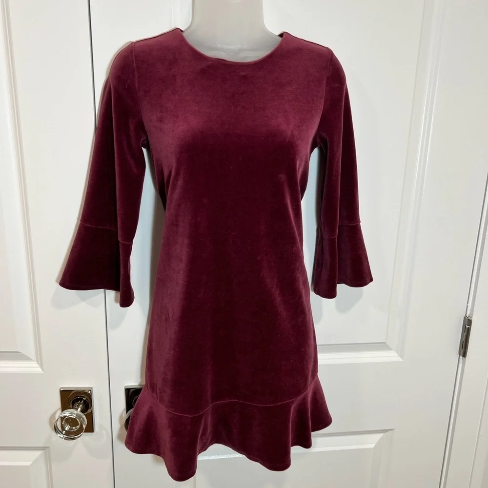 Garnet Hill Burgundy Velvet Dress Girls Size 14 Organic Dress